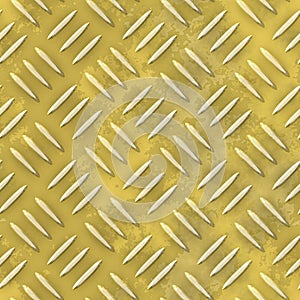 Metal sheet seamless background - diamond plate - yellow gold color