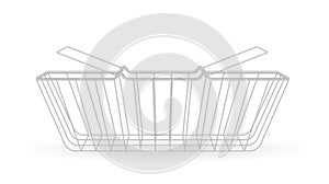 Metal Shopping Basket isolated on white background with shadow and chrome effect