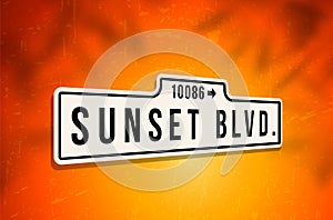 Metal sign of Sunset Boulevard photo