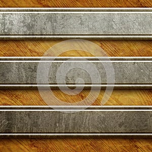 Metal signboard on old wooden background