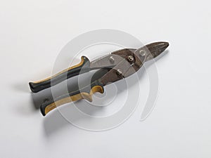 Metal snips on isolated background
