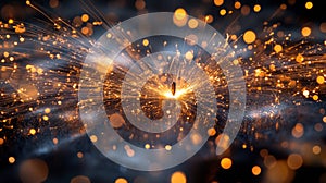 Metal Sparks Exploding From Welding Tool