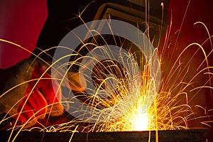 Metal sparks while welding