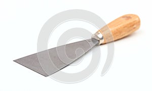 Metal spatula on white background