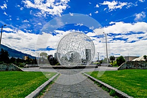 Metal sphere sculpture in park Quito Ecuador South photo