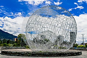 Metal sphere sculpture in park Quito Ecuador South photo