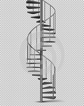 Metal spiral, helical staircase realistic vector photo