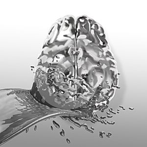 Metal splash on brain as concept