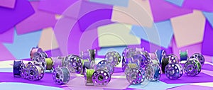 metal spools with Multicolored thread for sewing machine
