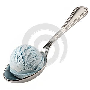 Metal spoon with ice cream 3D modeling PSD file realistic isolated on white background photo