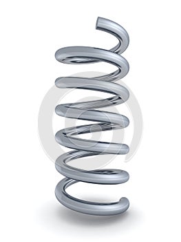 Metal spring detail on white background