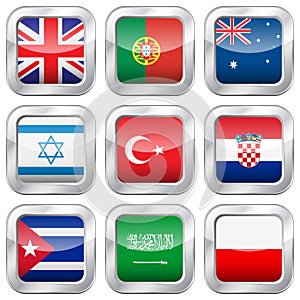 Metal square national flags