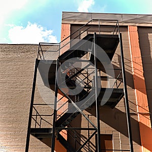 Metal staircase on exterior of building