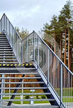 Metal staircase on the facade