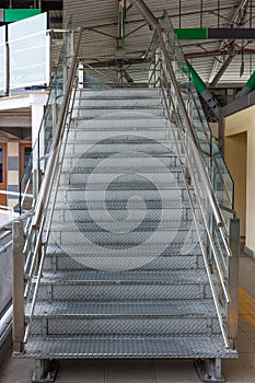 Metal staircase with railings