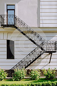 Metal stairs side view in modern building design