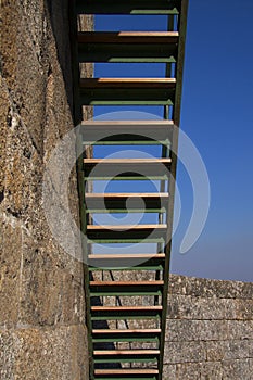 Metal stairway in old castle