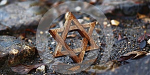 metal Star of David symbolizing Jewish identity and Judaism, poster