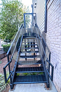 metal steel staircase fire exit n modern building