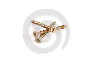 metal stell screws on a white background