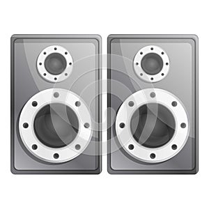 Metal stereo speakers icon, cartoon style