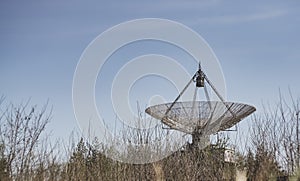 The metal structure of the astronomical radio telescope observatory on the territory of the Institute of the Ionosphere