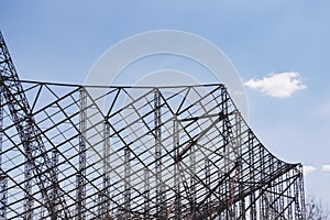 The metal structure of the astronomical radio telescope observatory on the territory of the Institute of the Ionosphere