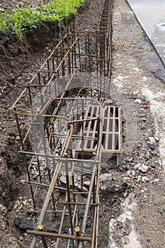 Metal structure for ground level separator construction. Selective focus