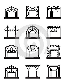 Metal structures icon set