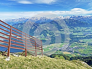 Metal structures for protection against avalanches on Mount Matthorn in the Pilatus mountain massif, Alpnach - Switzerland