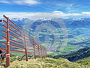 Metal structures for protection against avalanches on Mount Matthorn in the Pilatus mountain massif, Alpnach - Switzerland