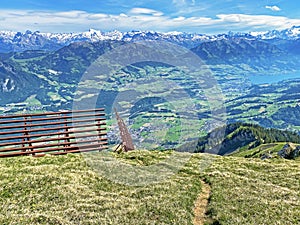 Metal structures for protection against avalanches on Mount Matthorn in the Pilatus mountain massif, Alpnach - Switzerland