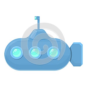 Metal submarine icon, cartoon style