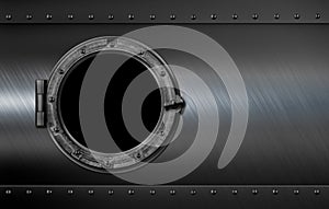 Metal submarine or ship porthole window 3d illustration