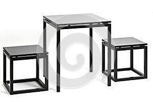 Metal table with two chairs