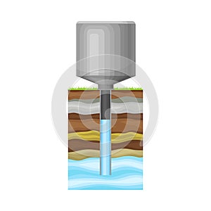 Metal Tank Extracting or Drawing Drinking Water Vector Illustration