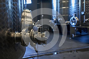 metal tank used for wine making in vine cellar