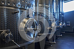 metal tank used for wine making in vine cellar