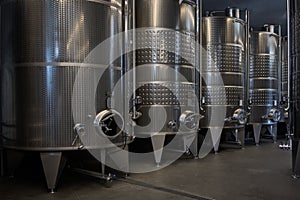 metal tank used for wine making in vine cellar