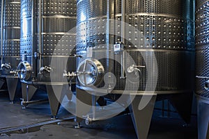 metal tank used for wine making in vine cellar