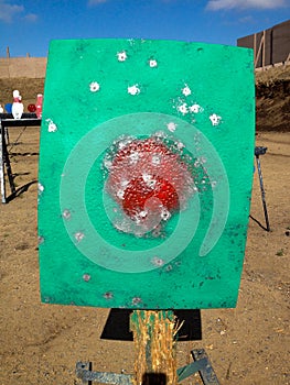Metal targets at shooting range outdoor firearm rifle shotgun practice