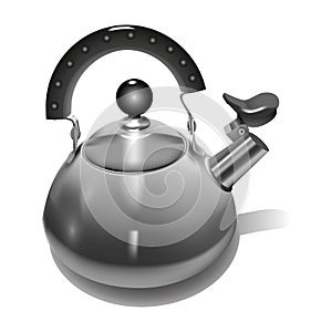 Metal Teapot realistic style. Vector illustration.