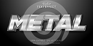 Metal text, shiny silver color style editable text effect