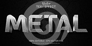 Metal text, textured silver color style editable text effect