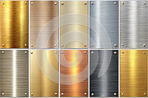 Metal textures or backgrounds set
