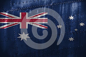 Metal texutre or background with Australia flag