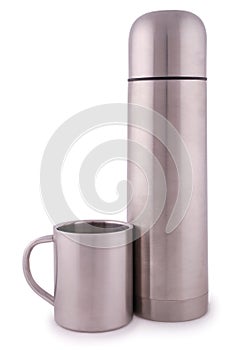 Metal thermos and thermocup Clipping path
