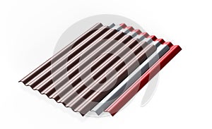 Metal tile sheets 3d render isolated on white