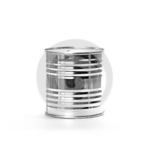 Metal tin can. Close up. Isolated on a white background