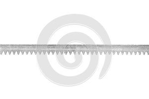 Metal toothed rail isolated on white background photo